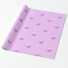 Modern Lila HoloGraph Butterfly Wrapping Papper Presentpapper