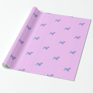 Modern Lila HoloGraph Butterfly Wrapping Papper Presentpapper
