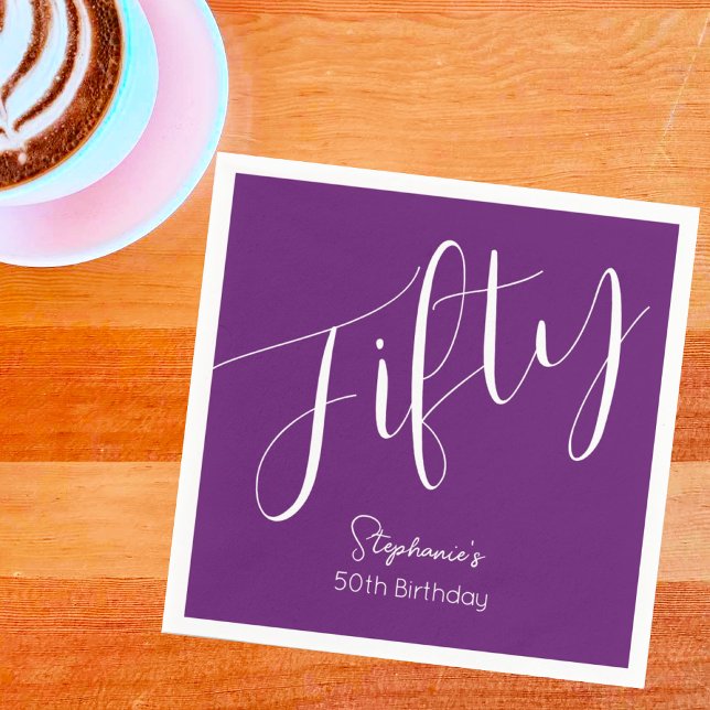 Modern Lila i hösten 50:e födelsedagen Pappersservett (Skapare uppladdad)