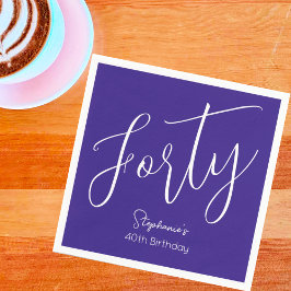 Modern Lila i skript 40:e födelsedagen Party Pappersservett
