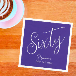 Modern Lila i skript 60:e Födelsedagsfesten Pappersservett