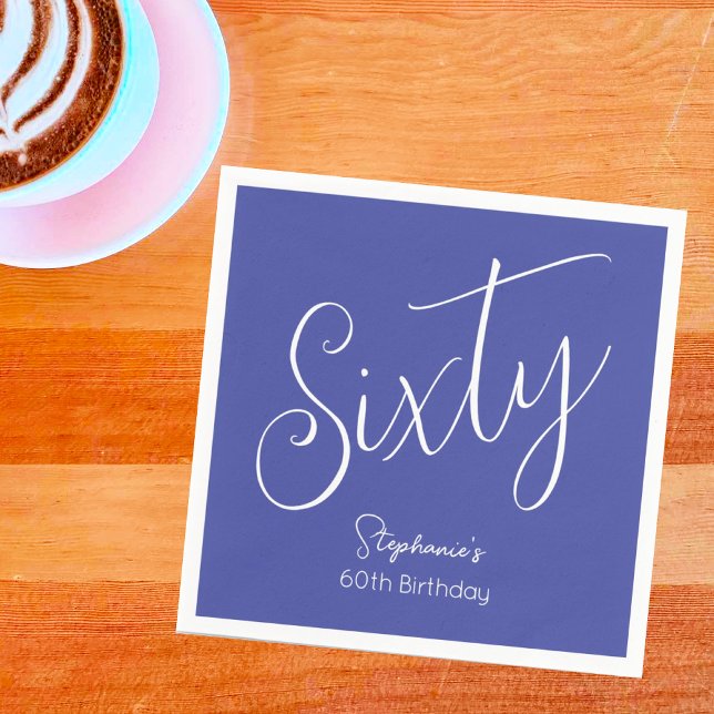 Modern Lila i Skript Lavender 60:e födelsedagen Pappersservett (Skapare uppladdad)