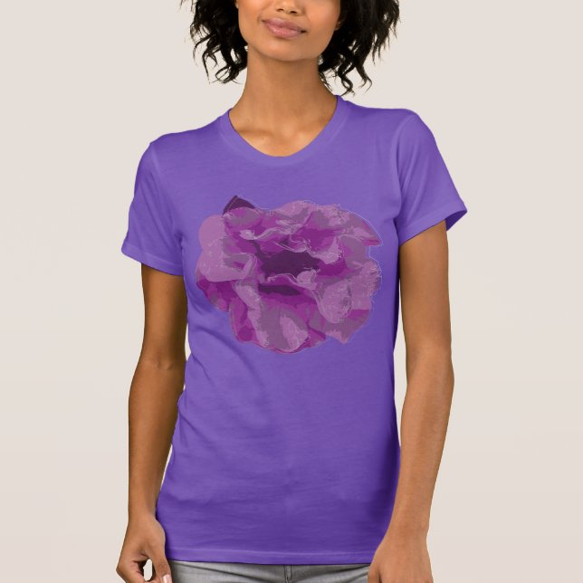 Modern lila kamelia blomma t-shirt (Framsida)