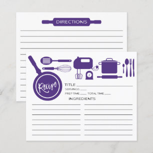 Modern Lila Kitchen Utensils Recept Card
