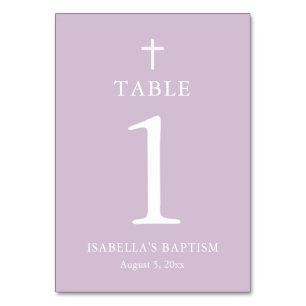 Modern Lila Kor Girl Girl Baptism Bordsnummer Card