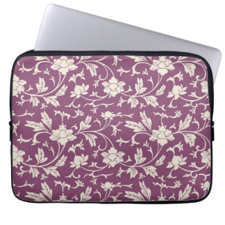 Modern lila- & krämblommigtlaptop sleeve
