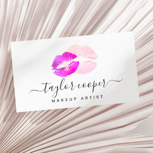 Modern lila läppar makeup artist visitkort