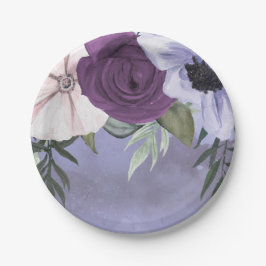 Modern Lila Lavendel Blommig Akvarell Bröllop