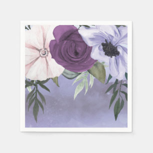 Modern Lila Lavendel Blommig Akvarell Bröllop Pappersservett