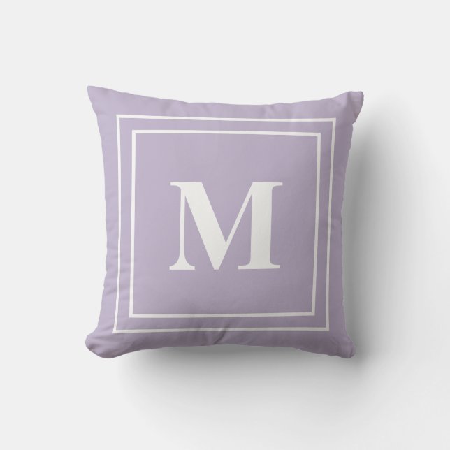 Modern Lila Lavender Monogram Kudde (Framsida)