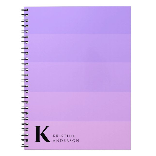 Modern Lila Lilac Lavender Classic Monogram Anteckningsbok (Framsidan)