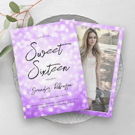 Modern Lila Ljus Photo Sweet 16 Party Inbjudningar