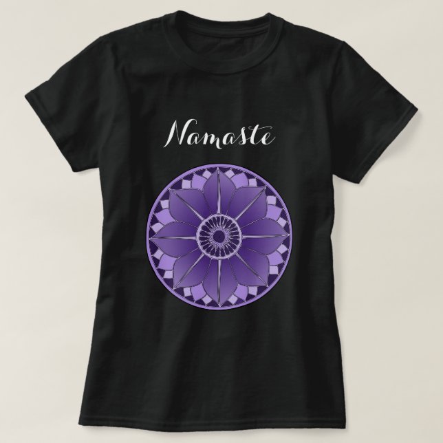 Modern Lila Mandala Namaste T-shirt (Design framsida)