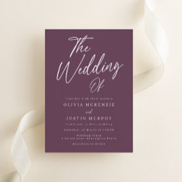 Modern Lila Mauve Script Bröllop Inbjudningar
