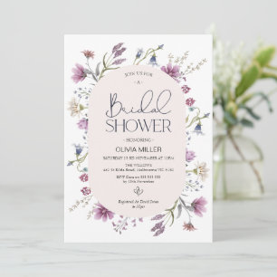 Modern Lila Mauve WildblommMöhippa Inbjudningar