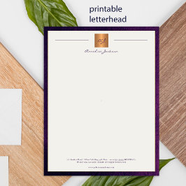 Modern lila med utskrivbara brevhuvud i monogramme poster