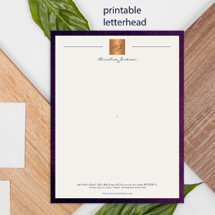 Modern lila med utskrivbara brevhuvud i monogramme poster