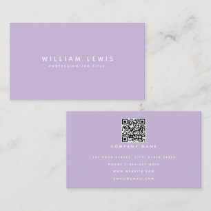 Modern Lila Modern Minimalist QR-kod Visitkort