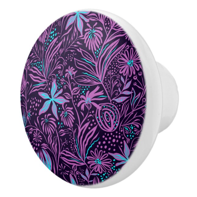 Modern lila mörk blommig mönster knopp (Höger)