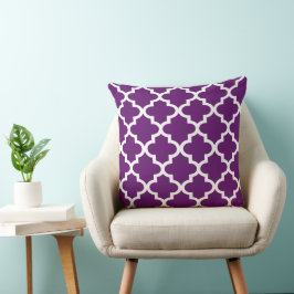 Modern Lila Moroccan Quatrefoil Mönster Kudde