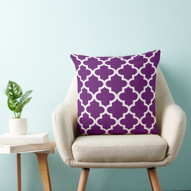 Modern Lila Moroccan Quatrefoil Mönster Kudde (Stol)