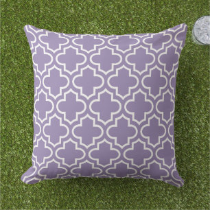 Modern Lila Moroccan Quatrefoil Mönster Kudde