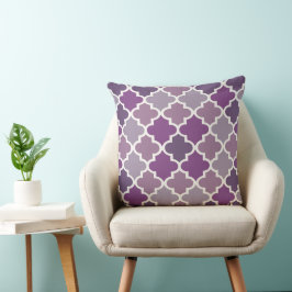 Modern Lila Moroccan Quatrefoil Tile Mönster Kudde