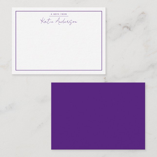 Modern Lila Note för minimal typografi-skript Anteckningskort (Fram/baksida)