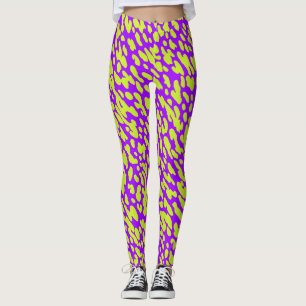 Modern lila och grön djurtryck prickmönster leggings