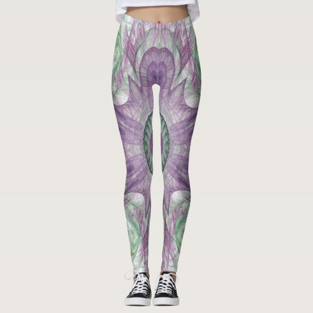 Modern Lila- och Grönt-design för Abstrakter Leggings (Framsida)