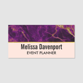 Modern lila och guld abstrakt marmor namnbricka