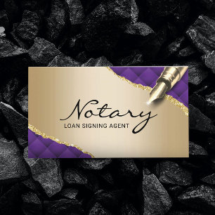 Modern Lila och Guld i Mobile Notary Sigary Agent Visitkort