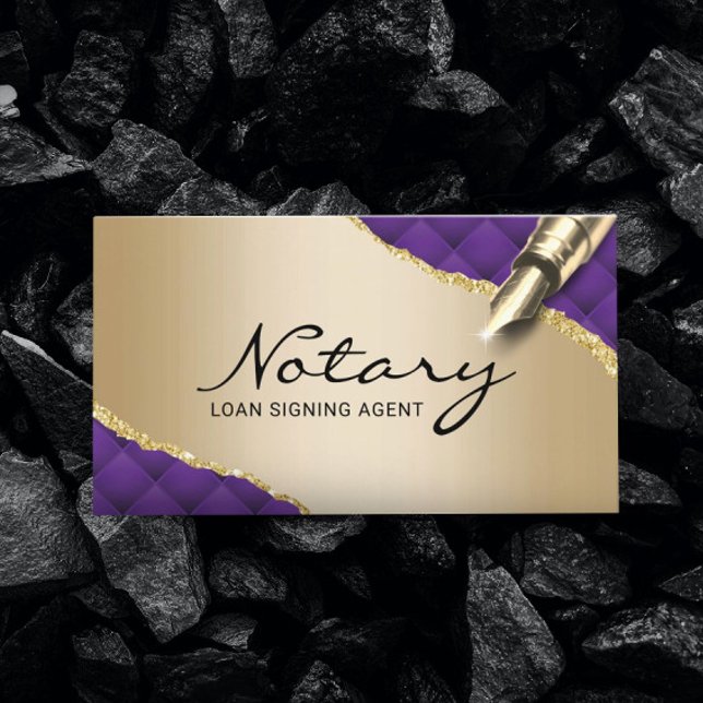 Modern Lila och Guld i Mobile Notary Sigary Agent Visitkort (Skapare uppladdad)