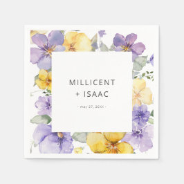 Modern Lila och Gult bryter mot Blommigten Bröllop Pappersservett