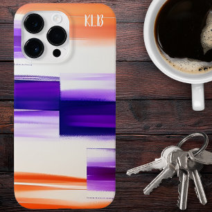 Modern lila och orange penseldrag Monogram