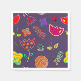 Modern lila och rosa av konstblommor pappersservett