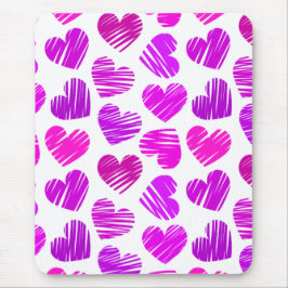 Modern Lila och Rosa Doodled Hearts Valentine Musmatta
