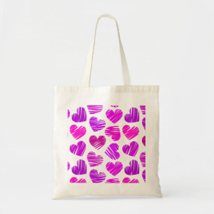 Modern Lila och Rosa Doodled Hearts Valentine Tygkasse
