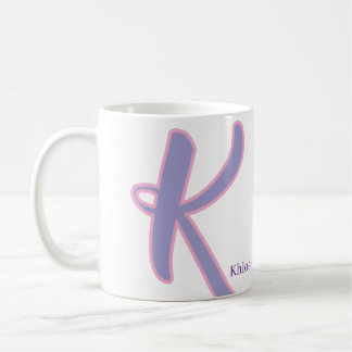 Modern lila och rosa monogram med personligt namn kaffemugg