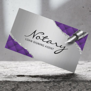 Modern Lila och Silver i Mobile Notary Sigary Agen Visitkort