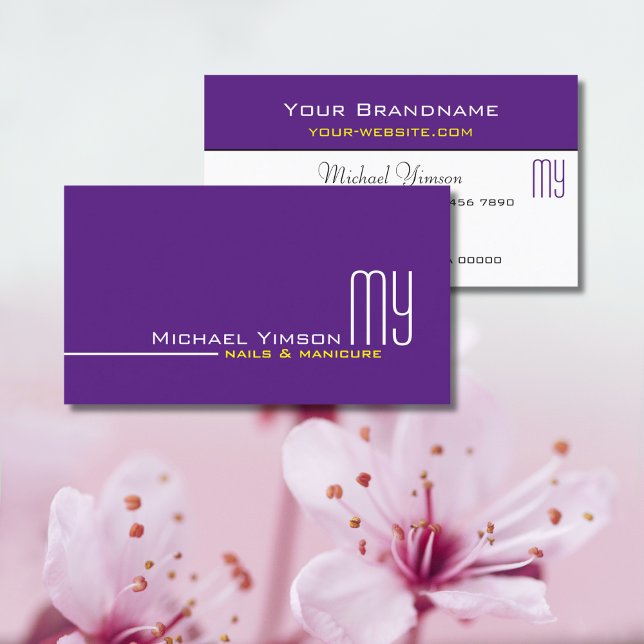 Modern Lila och vit med Monogram-Professionell Visitkort (Skapare uppladdad)