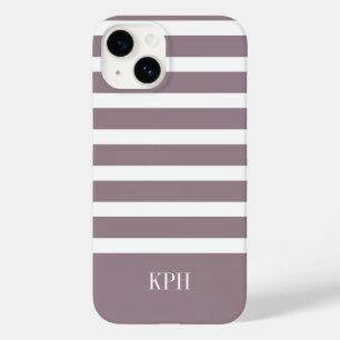 Modern Lila och Vita Rand med Monogram