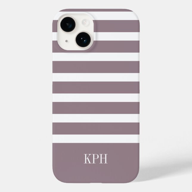 Modern Lila och Vita Rand med Monogram (Baksida)