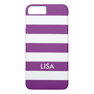 Modern Lila och Vita Rand Monogram Klar Fodral