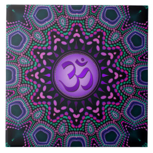 Modern Lila om Mandala Ceramic Tile Kakelplatta