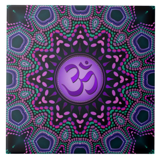Modern Lila om Mandala Ceramic Tile Kakelplatta (Framsidan)