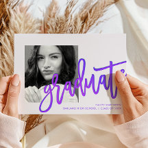 Modern Lila Ombre Typography Photo Grad Party