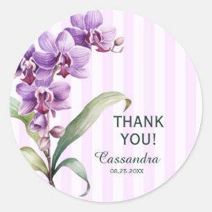 Modern Lila Orchid Rand Blommigt Tack Runt Klistermärke