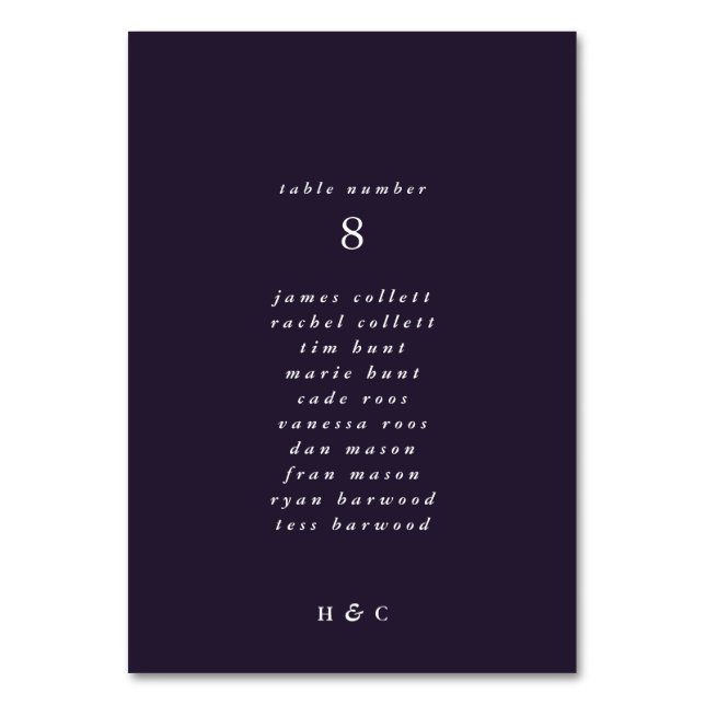 Modern Lila Plain Simple Bröllop Bordsnummer (Baksidan)