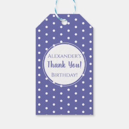 Modern Lila Polka Dot Namn Födelsedagsfest-förmån Presentetikett